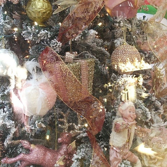 Pink and Gold Christmas Decorations Elf On A Ball - Picture 11 of 16